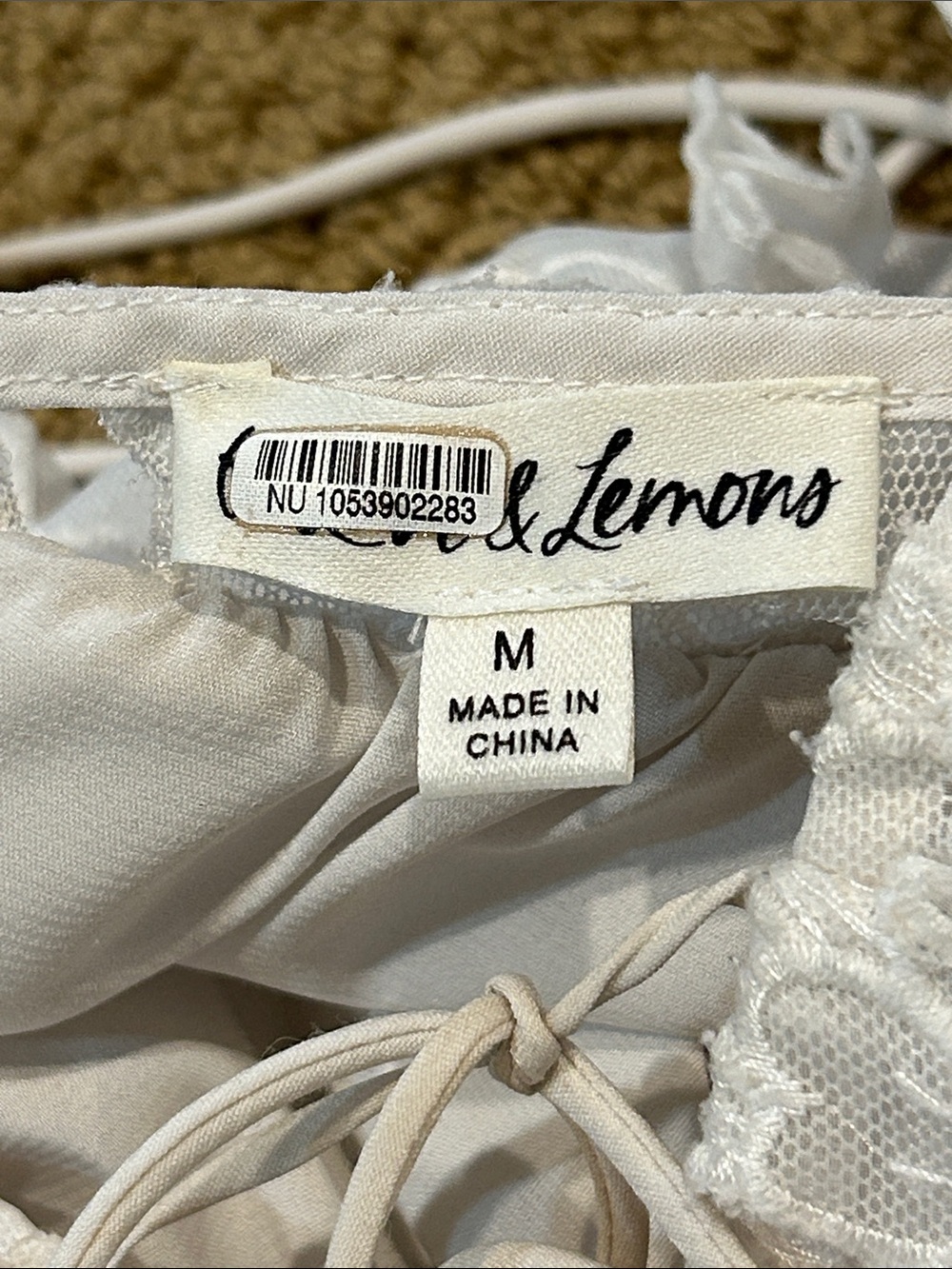 For Love & Lemons Leighton Mini Dress size Medium White Floral Applique - Picture 6 of 17
